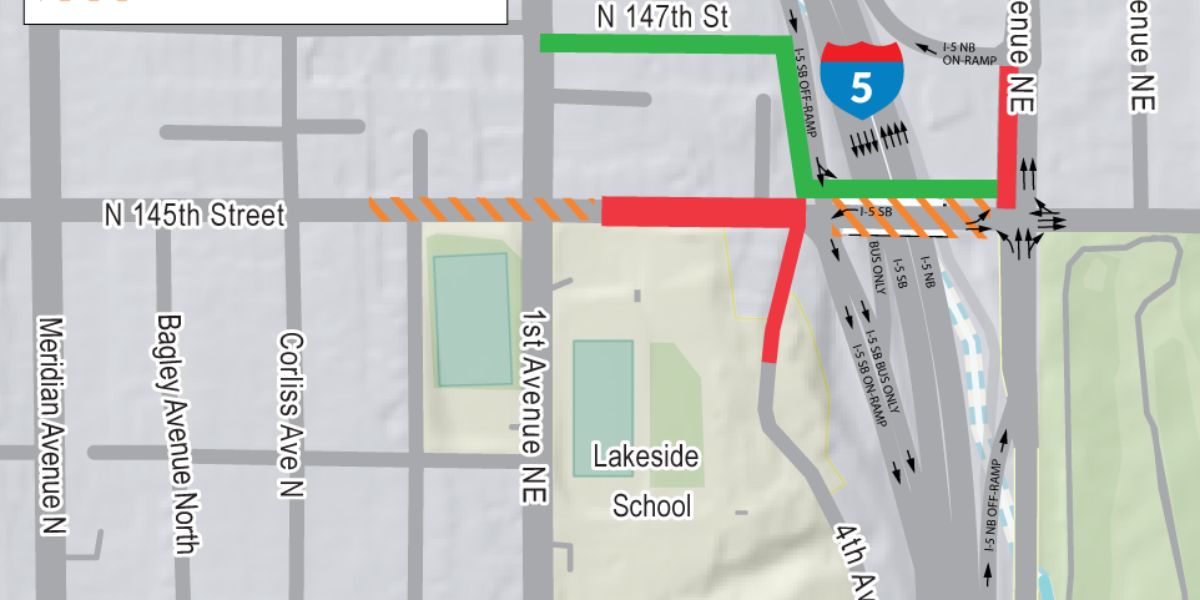 Important Traffic Alert SB I-5 Off-Ramp to SR 523N 145th Street Closes Overnight Starting August 25