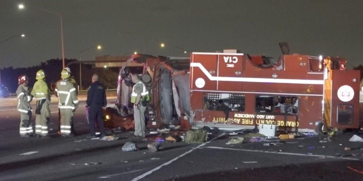 Fire Truck Crash Injures Eight Firefighters in Southern California