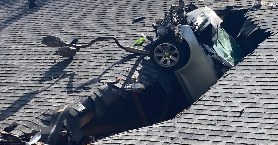 Watch: Car Crashes Through Roof of Missouri Veterans Hall for the Second Time