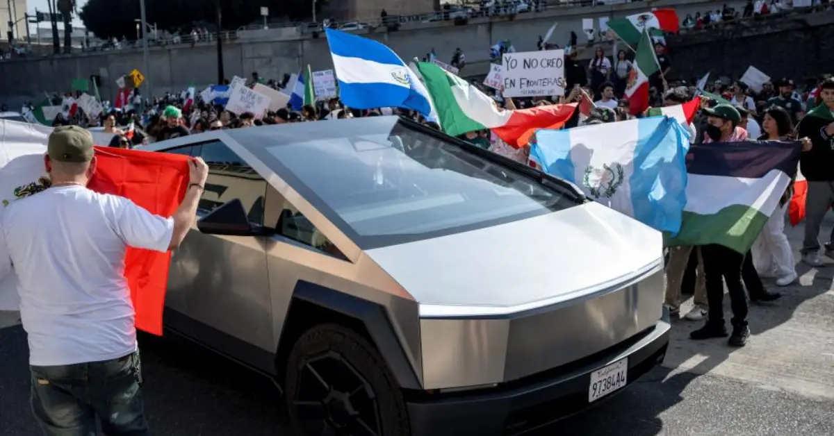 Tesla Cybertruck Vandalized in Bold Protest Against U.S. Immigration Policies