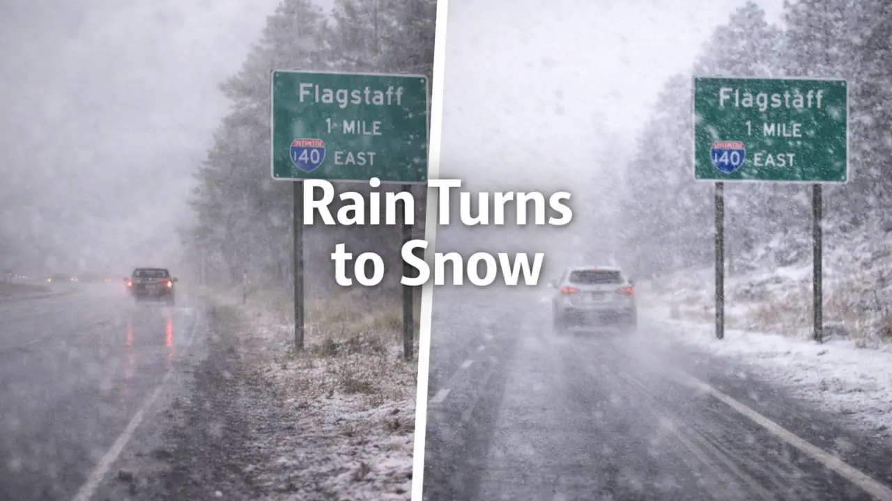 Flagstaff Weather Alert Sunday: Rain Turns to Snow, Slippery Travel Likely After Christmas